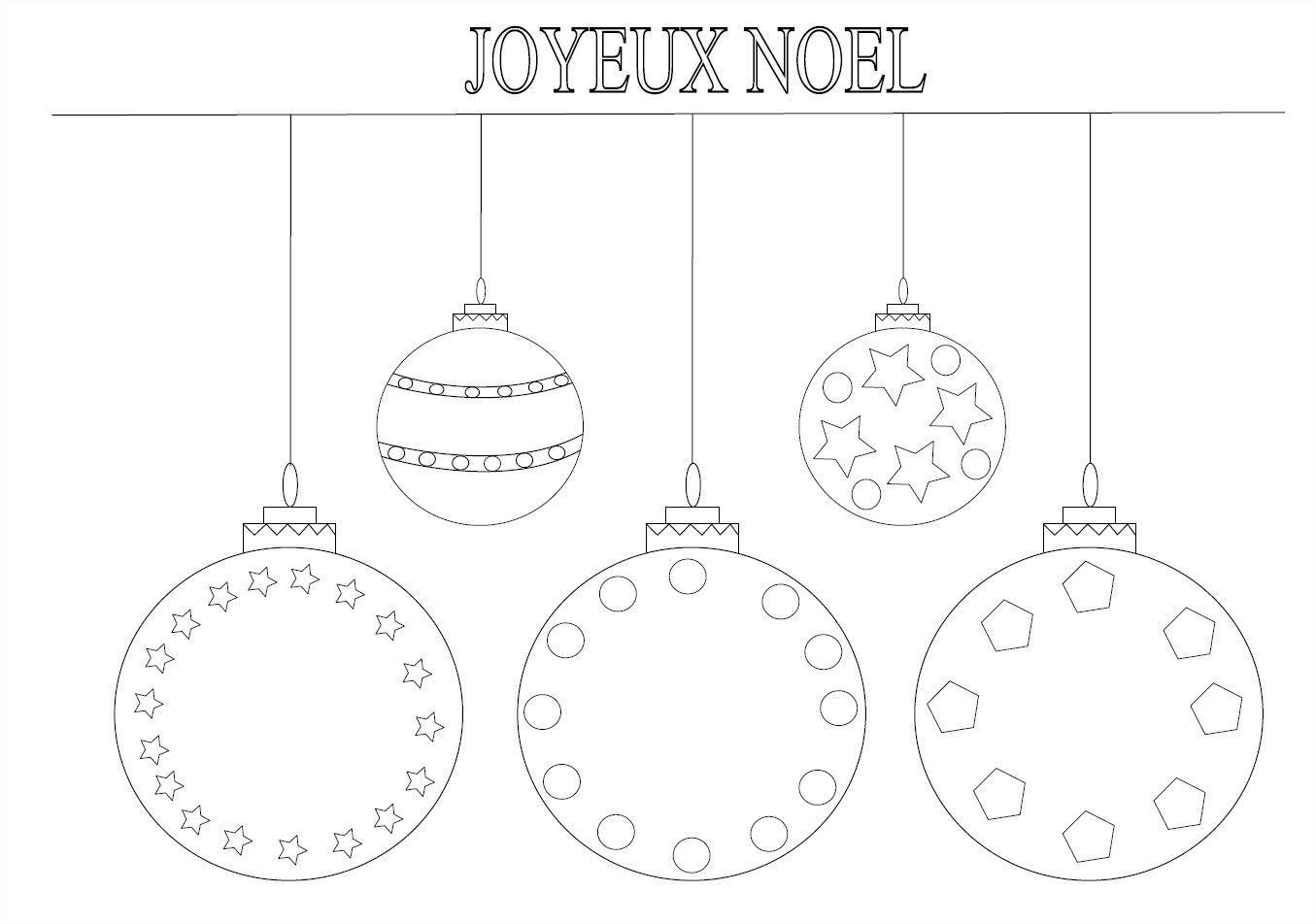 Coloriage boules de noël avec étoiles